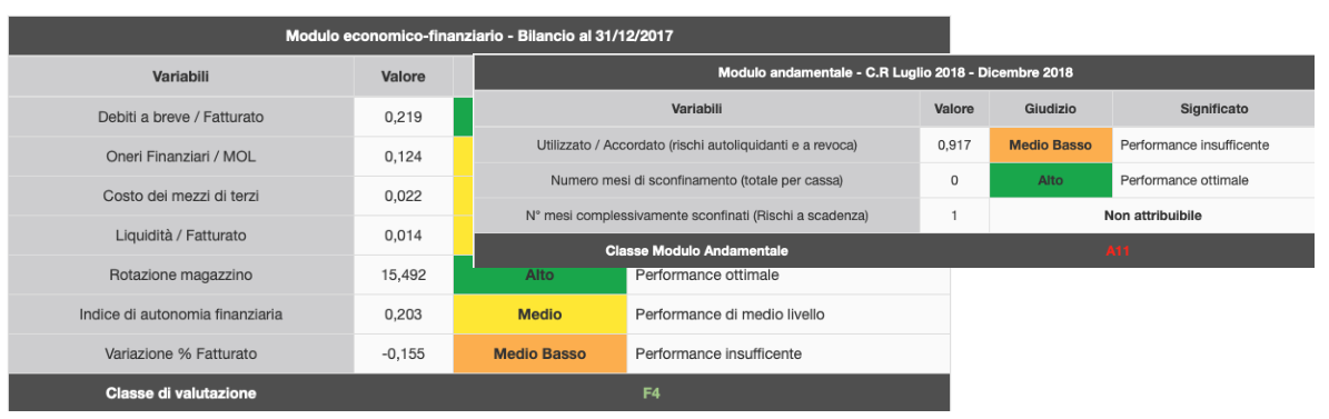 Modulo economico-finanziario e andamentale