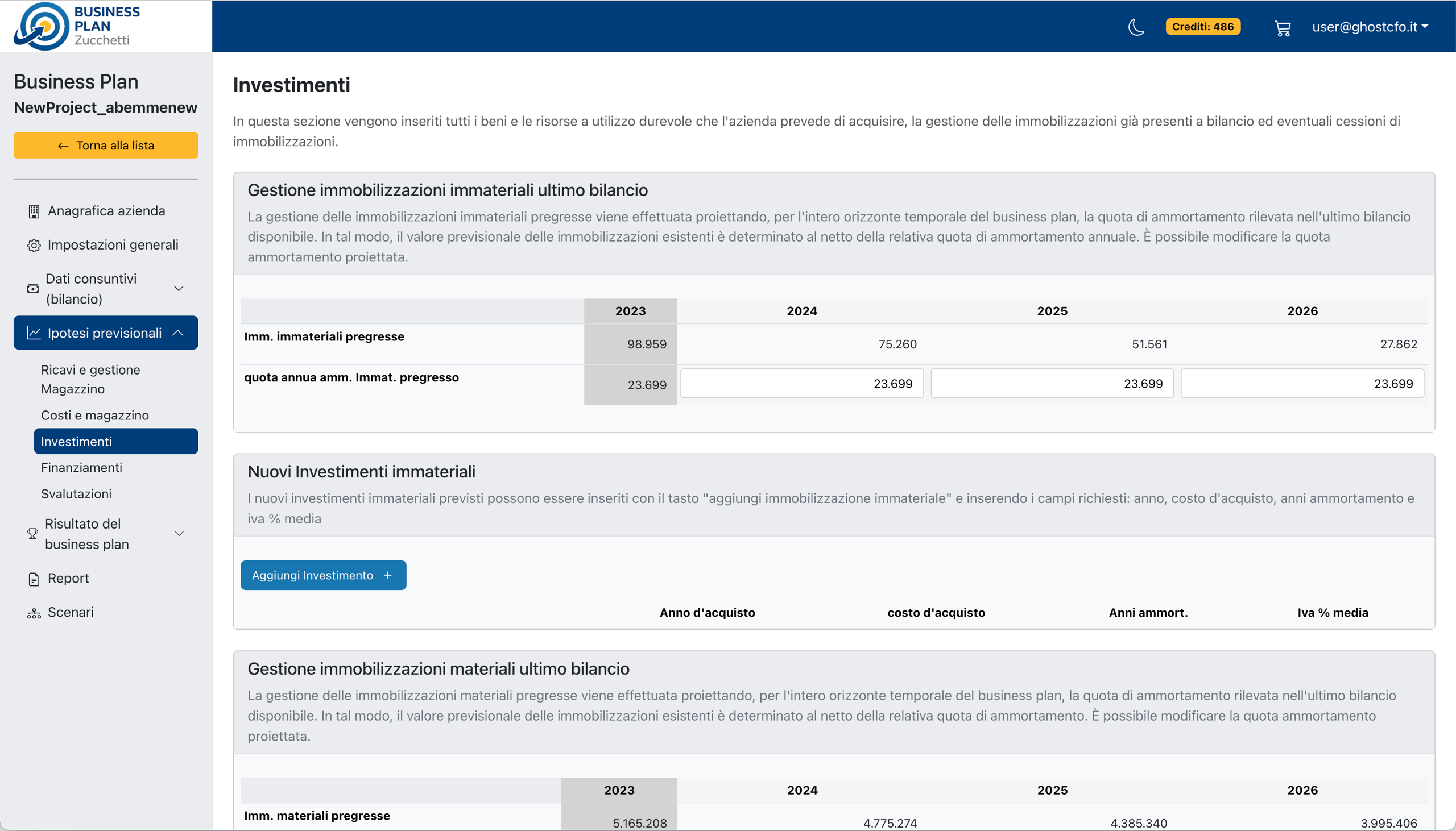 Interfaccia di lavoro — Investimenti